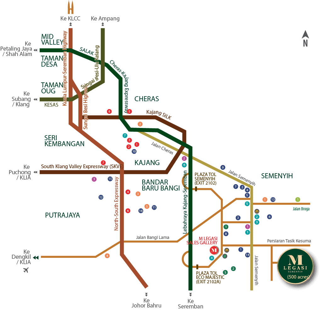 M Legasi location map showing nearby highways and landmarks